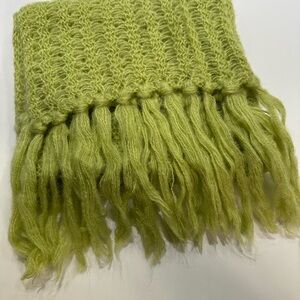 Lime Green Lightweight Soft Long Knit Fringe Scarf